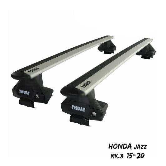 Thule Aluminium WingBar Evo Silver Roof Bars Set to fit Honda Jazz Mk.3 15-20