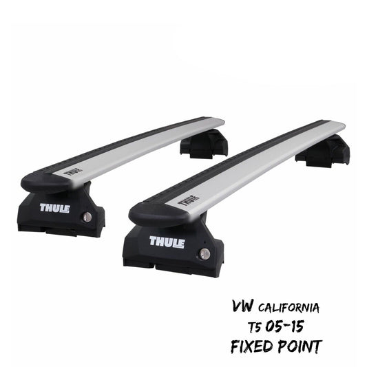 Thule WingBar Evo Silver Roof Bars Set to fit VW California T5 05-15 Fixpoints