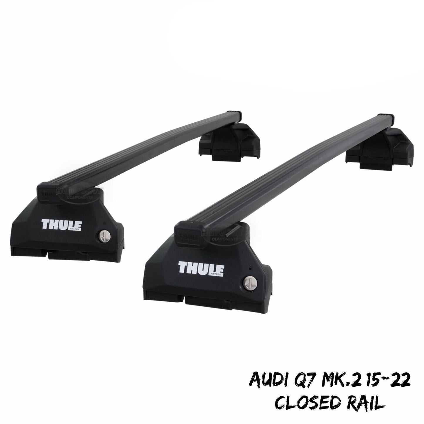 Thule Steel SquareBar Evo Roof Bars Set to fit Audi Q7 Mk.2 15-22 Closed Rail