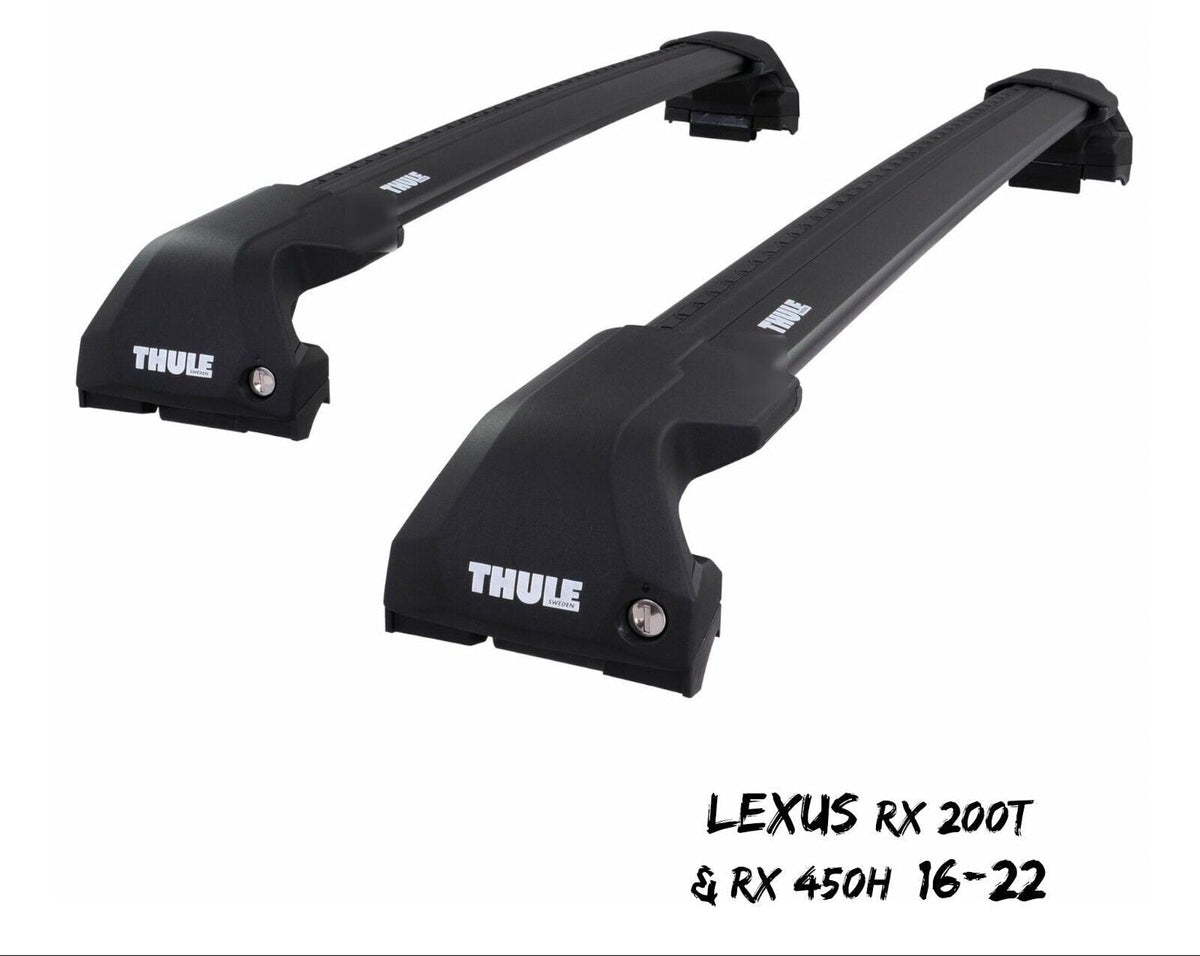 WingBar Edge (black) Roof Bar Set for Lexus RX 200t & RX 450h 2016-22 with Flush Rails
