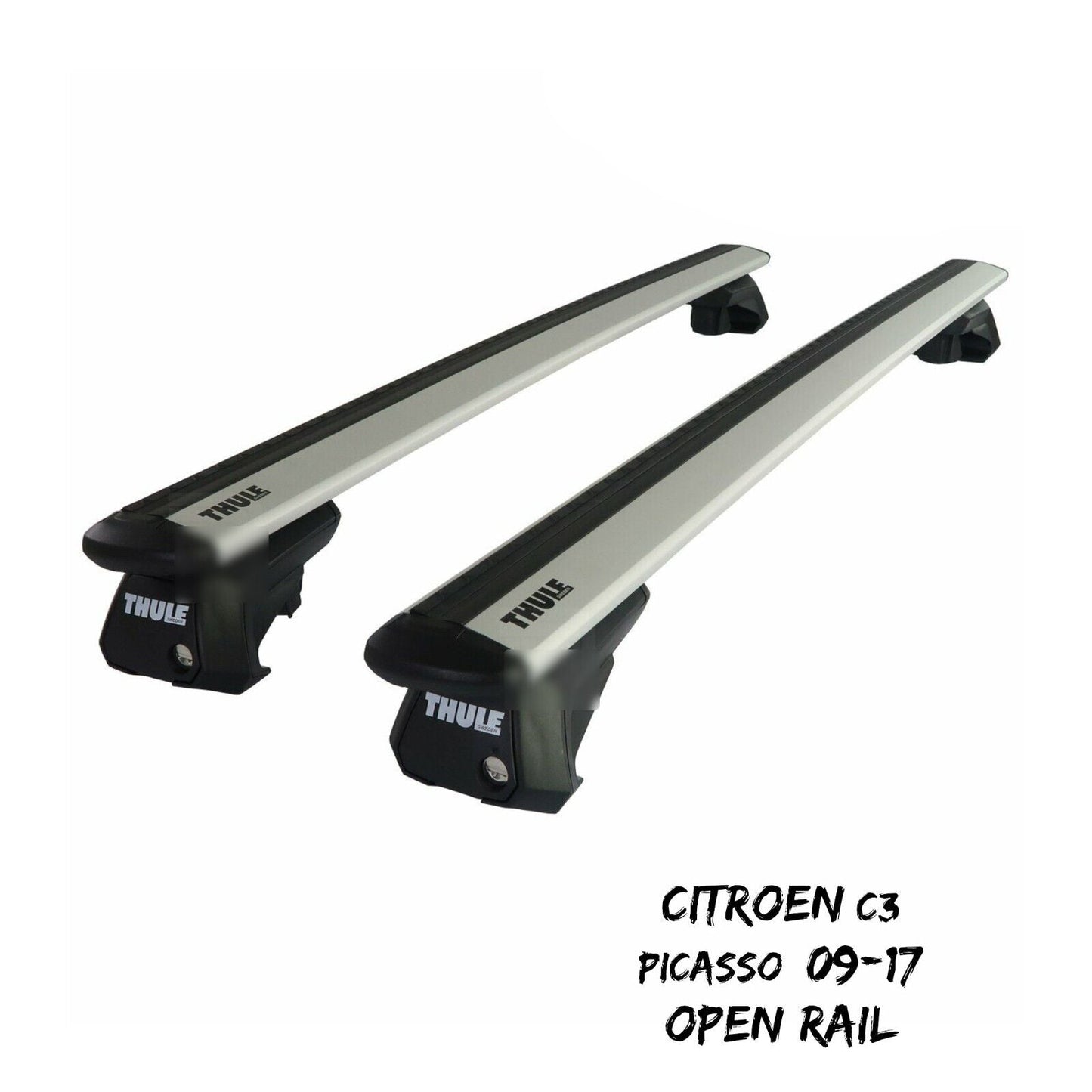 Thule Alu WingBar Evo Silver Roof Bars to fit Citroen C3 Picasso 09-17 Open Rail