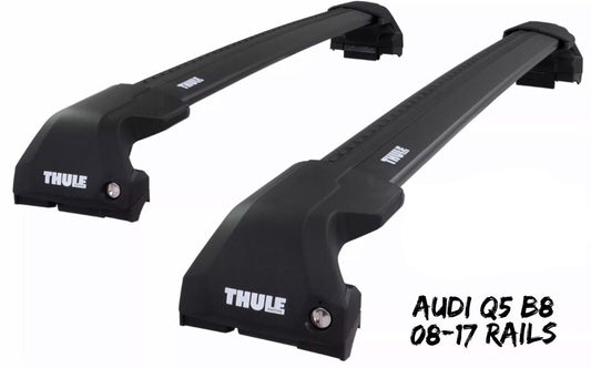 Thule WingBar Edge Black Aluminium Roof Bars Set to fit Audi Q5 B8 08-17 Rails