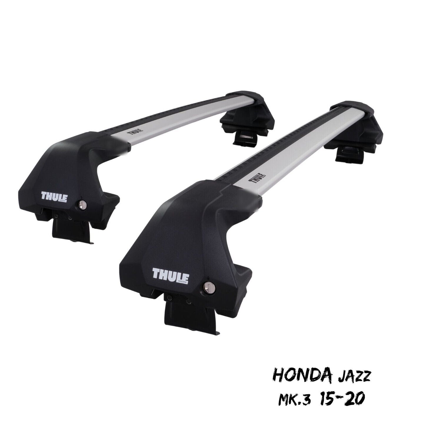 Thule WingBar Edge Silver Aluminium Roof Bars Set to fit Honda Jazz Mk.3 15-20