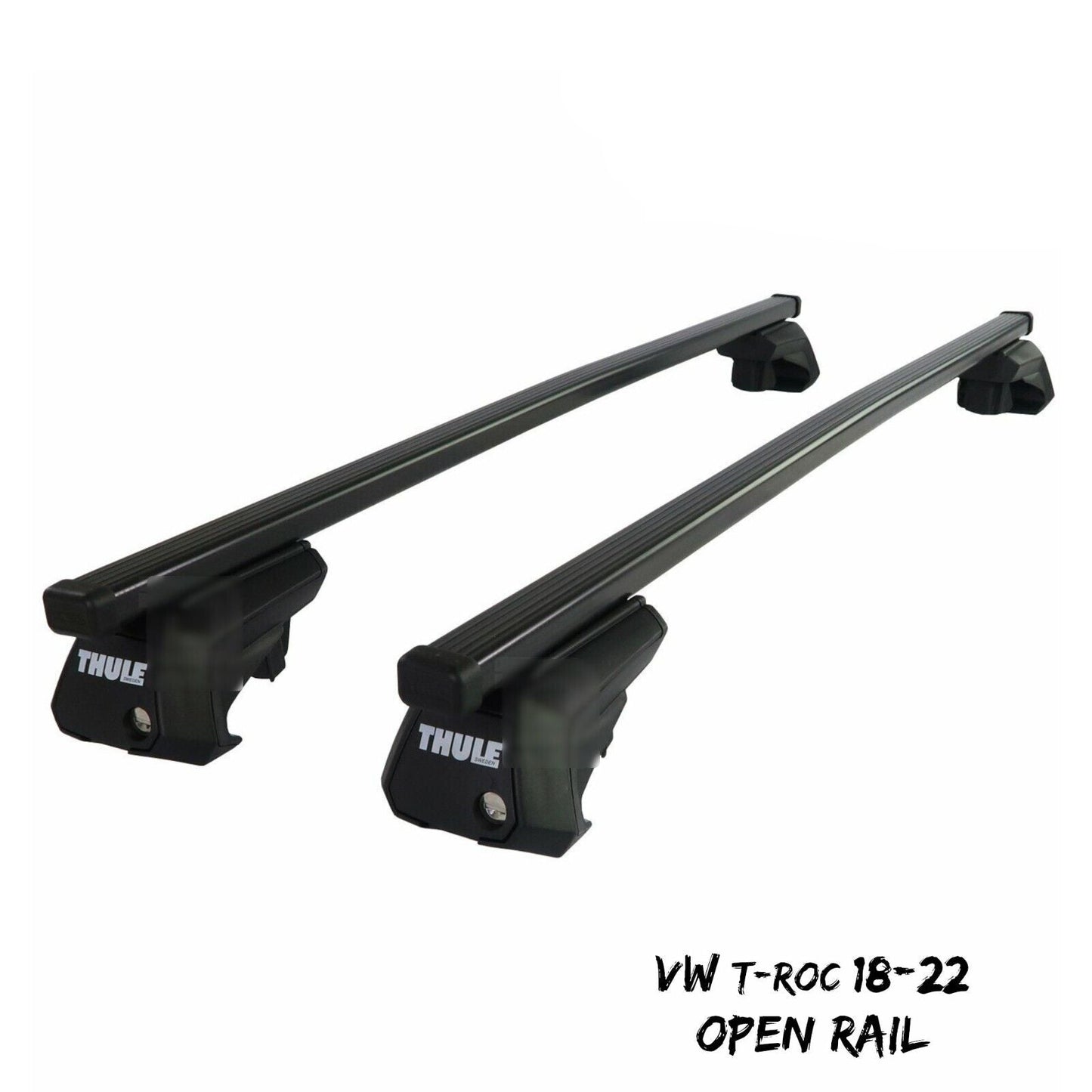 Thule Steel SquareBar Evo Roof Bars Set to fit VW T-Roc 18-22 Open Rail Lockable