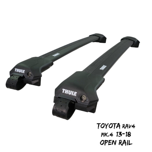 Thule WingBar Edge Black Roof Bars Set to fit Toyota RAV4 Mk.4 13-18 Open Rails