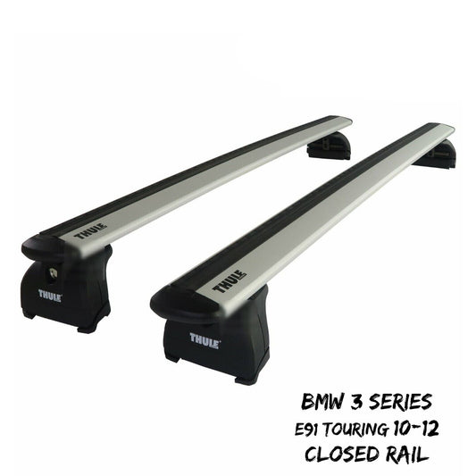 Thule WingBar Evo Silver Roof Bars Set fit BMW 3 Series E91 Touring 10-12 Rails