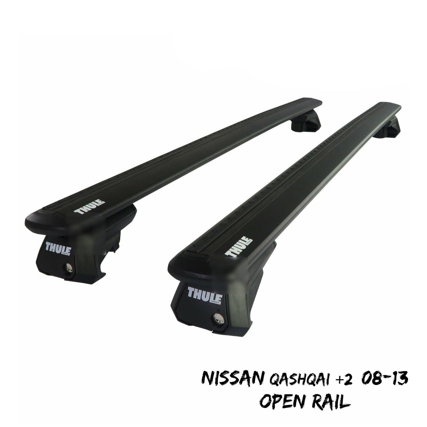 Thule Alu WingBar Evo Black Roof Bars to fit Nissan Qashqai+2 08-13 Open Rail