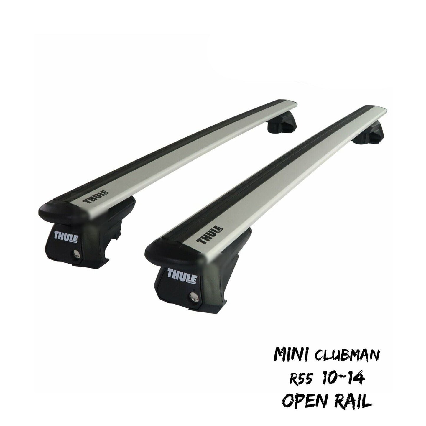 Thule Alu WingBar Evo Silver Roof Bars to fit Mini Clubman R55 10-14 Open Rail