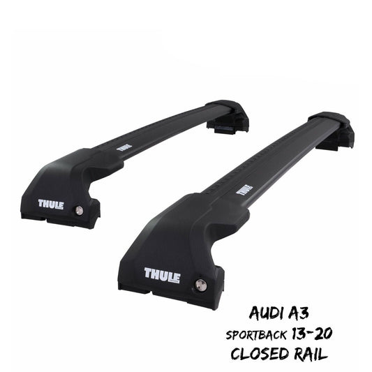 Thule WingBar Edge Black Aluminium Roof Bars for Audi A3 Sportback 13-20 Rails