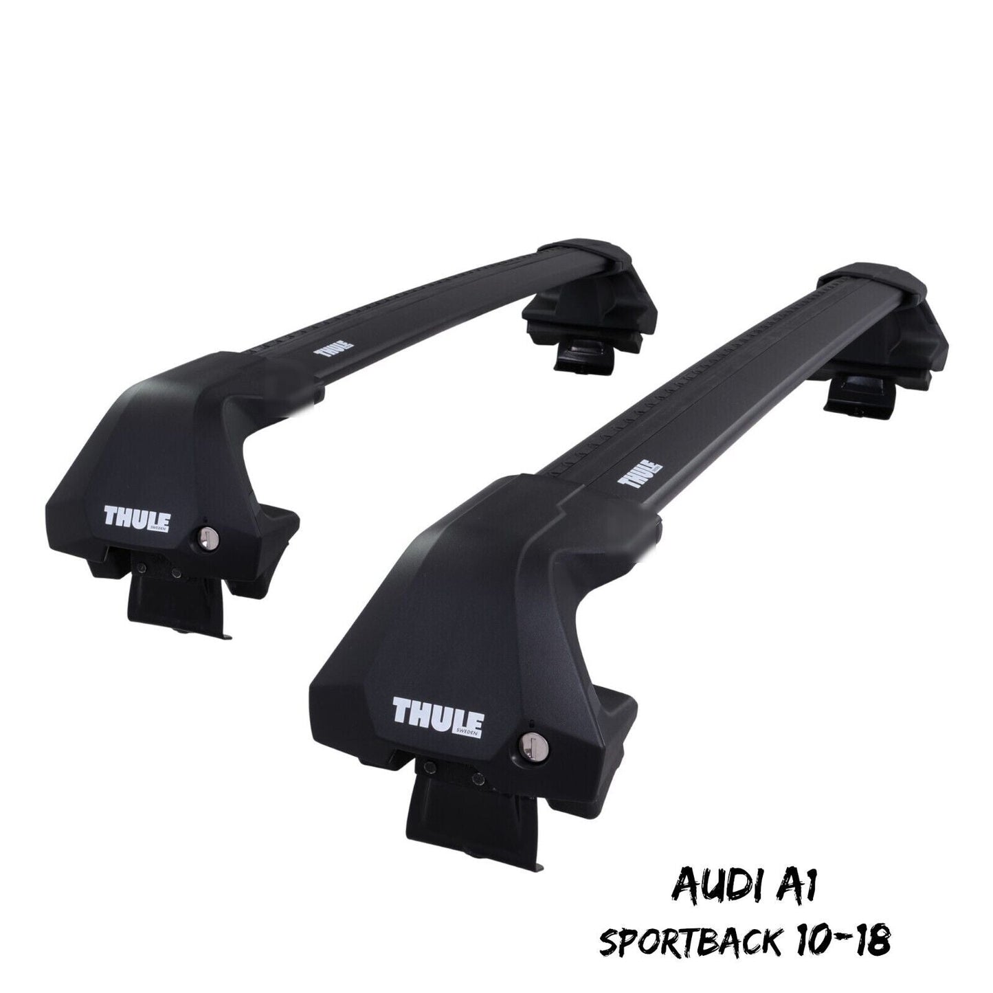 Thule WingBar Edge Black Aluminium Roof Bars Set to fit Audi A1 Sportback 10-18