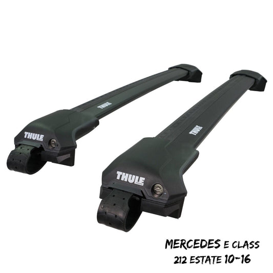 Thule WingBar Edge Black Roof Bars Mercedes E Class 212 Estate 10-16 Open Rails