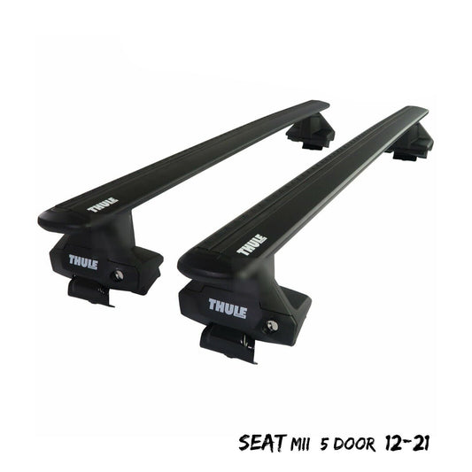 Thule Aluminium WingBar Evo Black Roof Bars Set to fit Seat Mii 5 Door 12-21