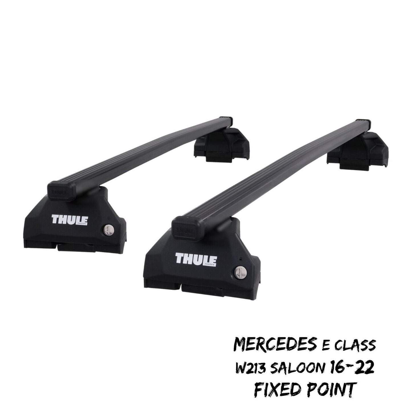 Thule Steel SquareBar Evo Roof Bars fit Mercedes E Class W213 Saloon 16-22 Fixed