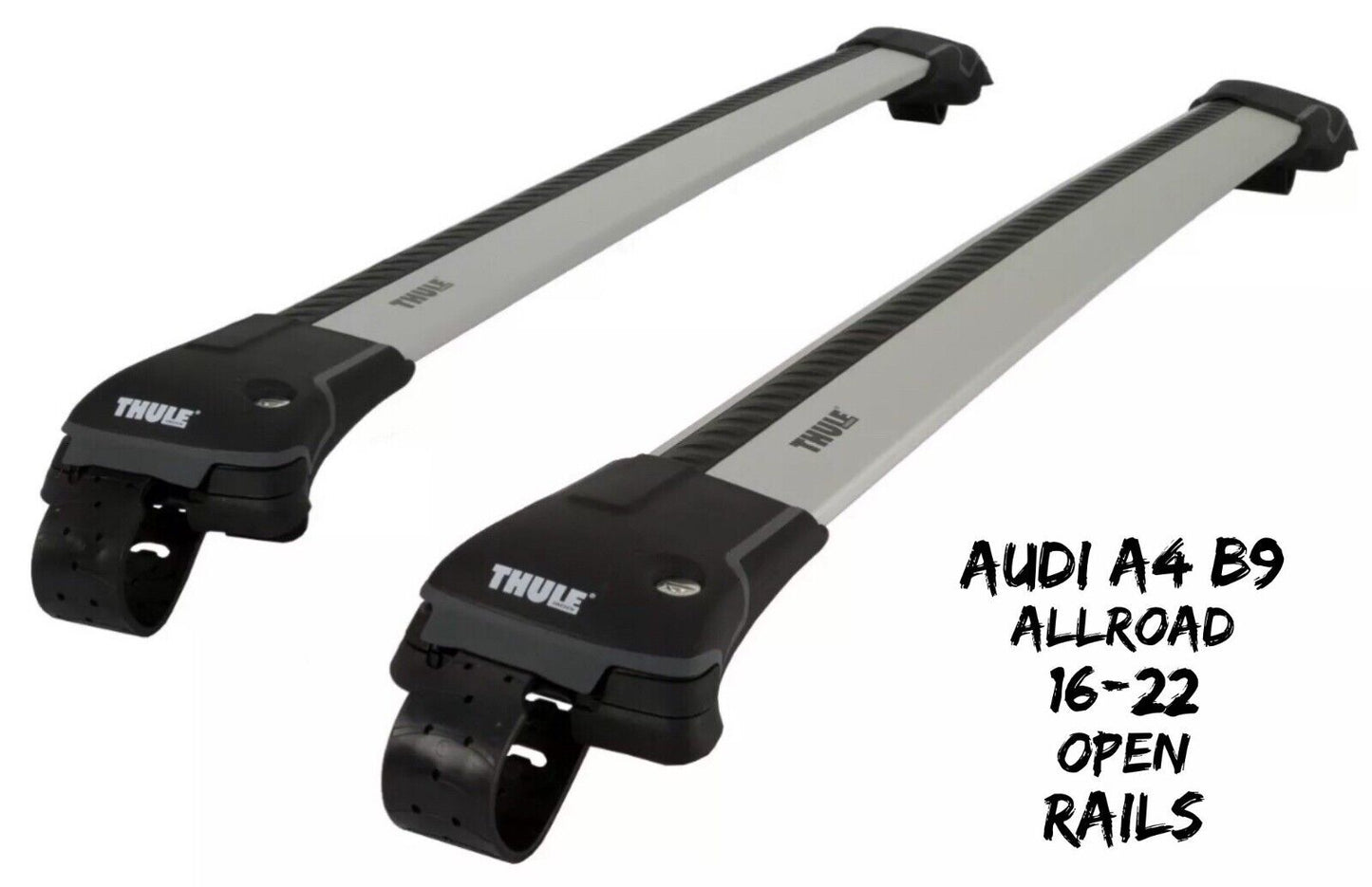 Thule WingBar Edge Silver Roof Bars Audi A4 B9 Allroad 16-22 Open Rails Alu Aero