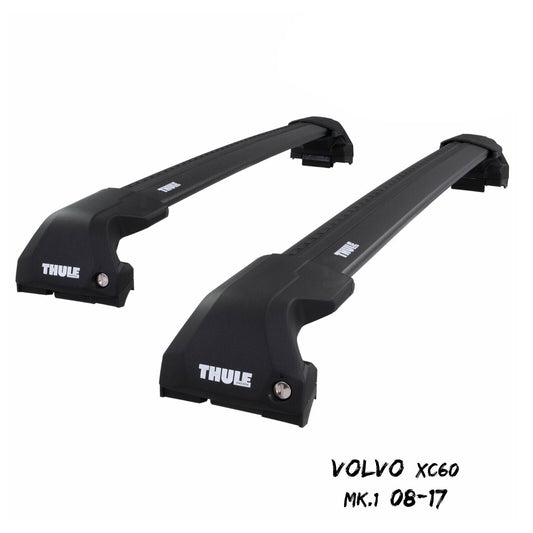 Thule WingBar Edge Black Aluminium Roof Bars Set for Volvo XC60 Mk.1 08-17 Rails