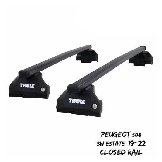 Thule Steel SquareBar Evo Roof Bars Set to fit Peugeot 308 SW Estate 14-21 Pair