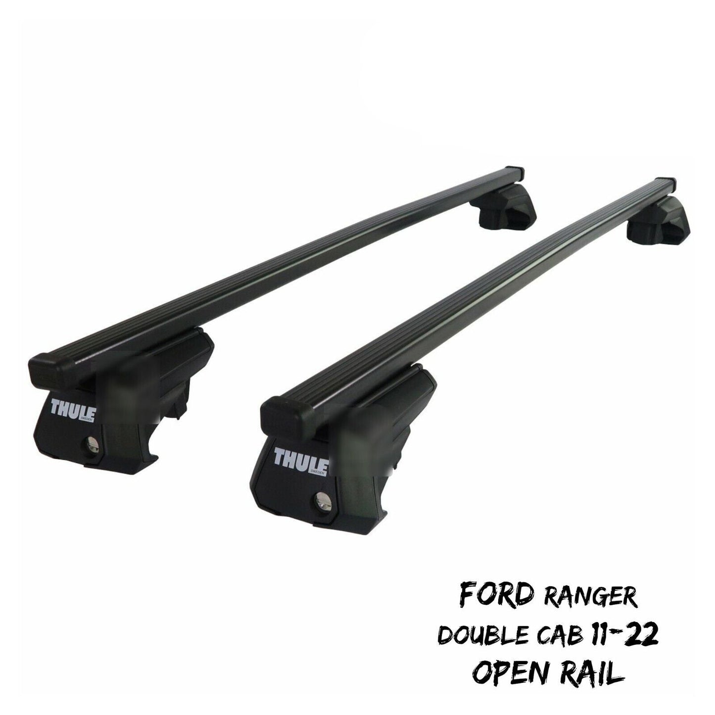 Thule Steel SquareBar Evo Roof Bars fit Ford Ranger Double Cab 11-22 Open Rail