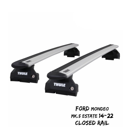 Thule WingBar Evo Silver Roof Bars fit Ford Mondeo Mk.5 Estate 14-22 Closed Rail