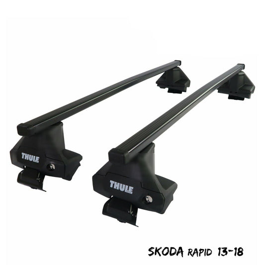 Thule Steel SquareBar Evo Roof Bars Set to fit Skoda Rapid 13-18 Lockable Pair