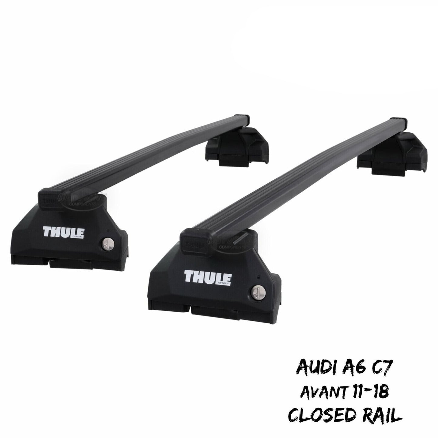 Thule Steel SquareBar Evo Roof Bars Set fit Audi A6 C7 Avant 11-18 Closed Rail