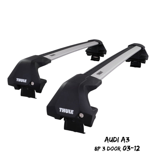 Thule WingBar Edge Silver Aluminium Roof Bars Set to fit Audi A3 3 Door 8P 03-12