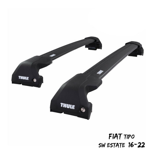 Thule WingBar Edge Black Aluminium Roof Bars Set for Fiat Tipo SW Estate 16-22