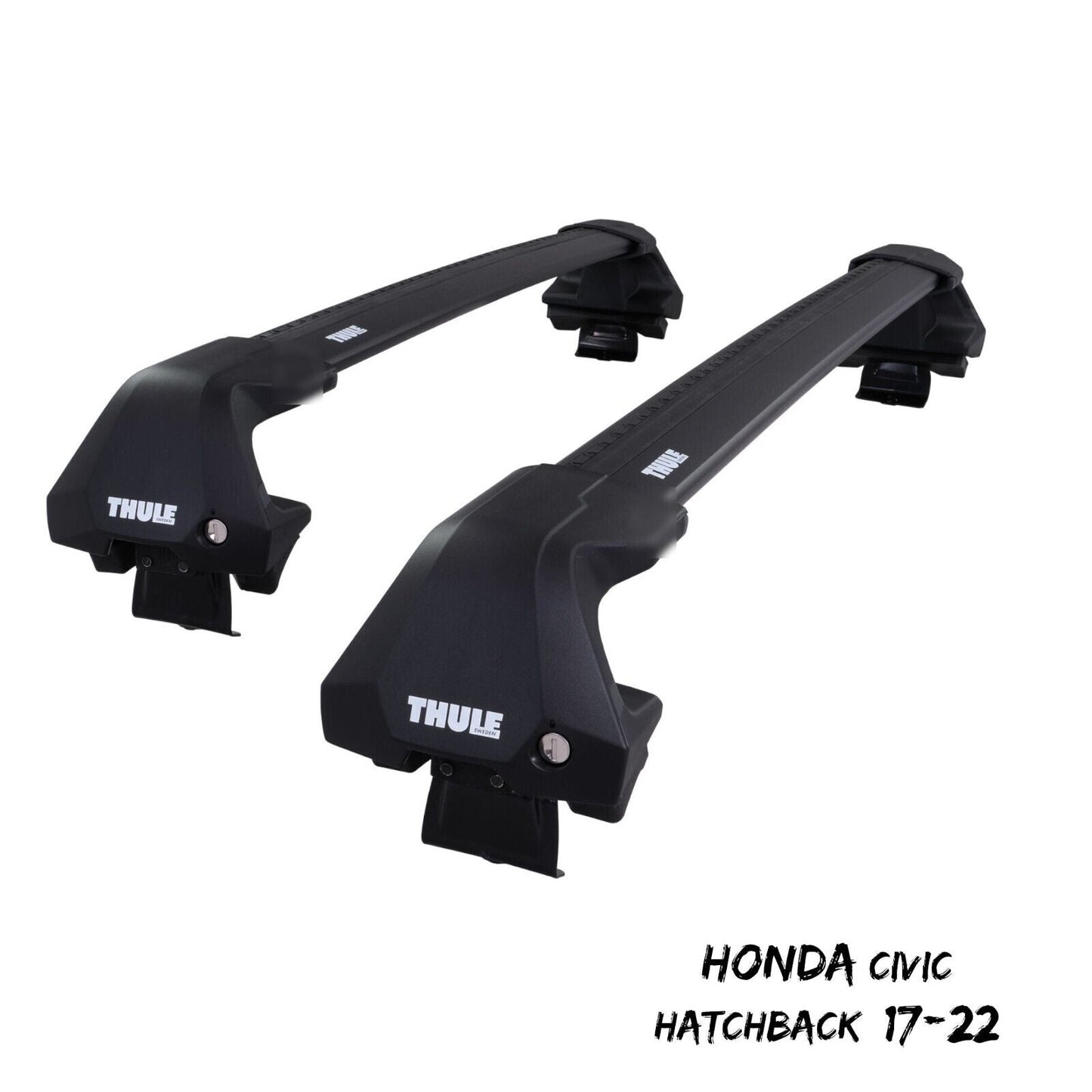 Thule WingBar Edge Black Aluminium Roof Bars to fit Honda Civic Hatchback 17-22