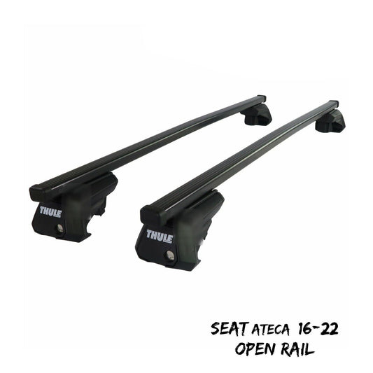 Thule Steel SquareBar Evo Roof Bars Set to fit Seat Ateca 16-22 Open Rail Pair