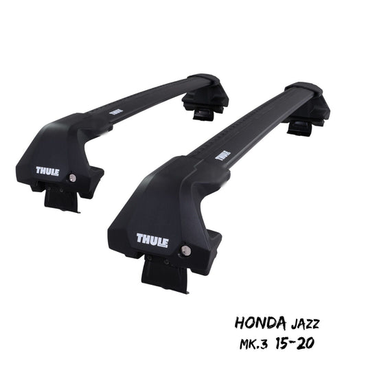 Thule WingBar Edge Black Aluminium Roof Bars Set to fit Honda Jazz Mk.3 15-20