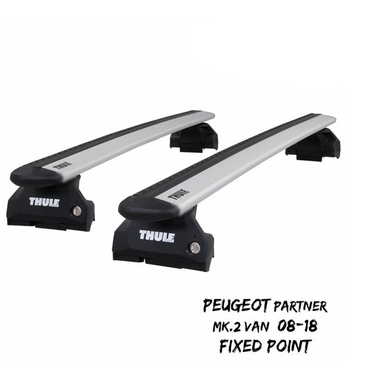 Thule WingBar Evo Silver Roof Bars for Peugeot Partner Van Mk.2 08-18 Fixpoint