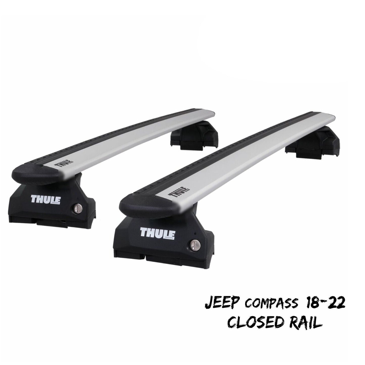 Thule WingBar Evo Silver Roof Bars Set to fit Jeep Compass 18-22 Closed Rail