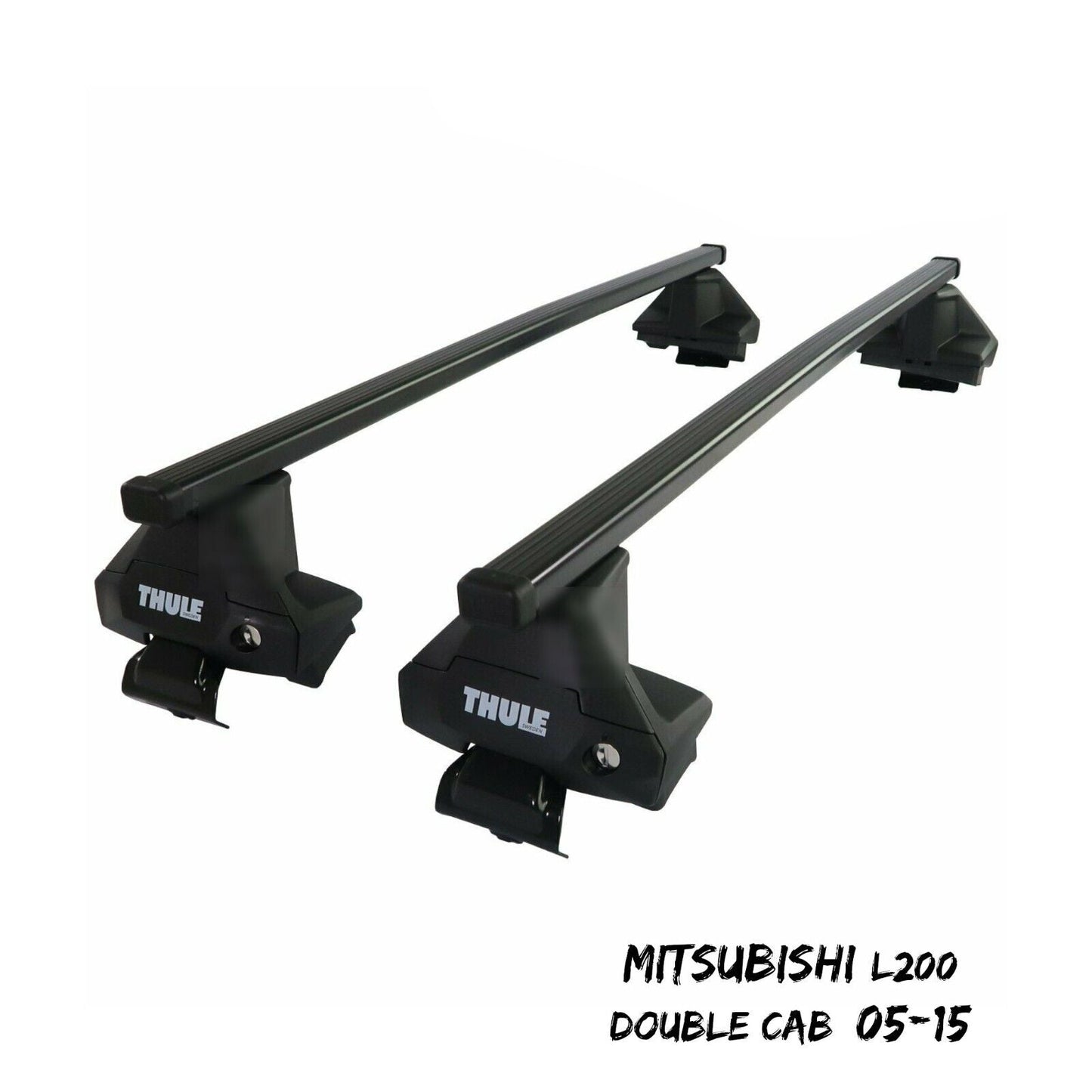 Thule Steel SquareBar Evo Roof Bars Set to fit Mitsubishi L200 Double Cab 05-15