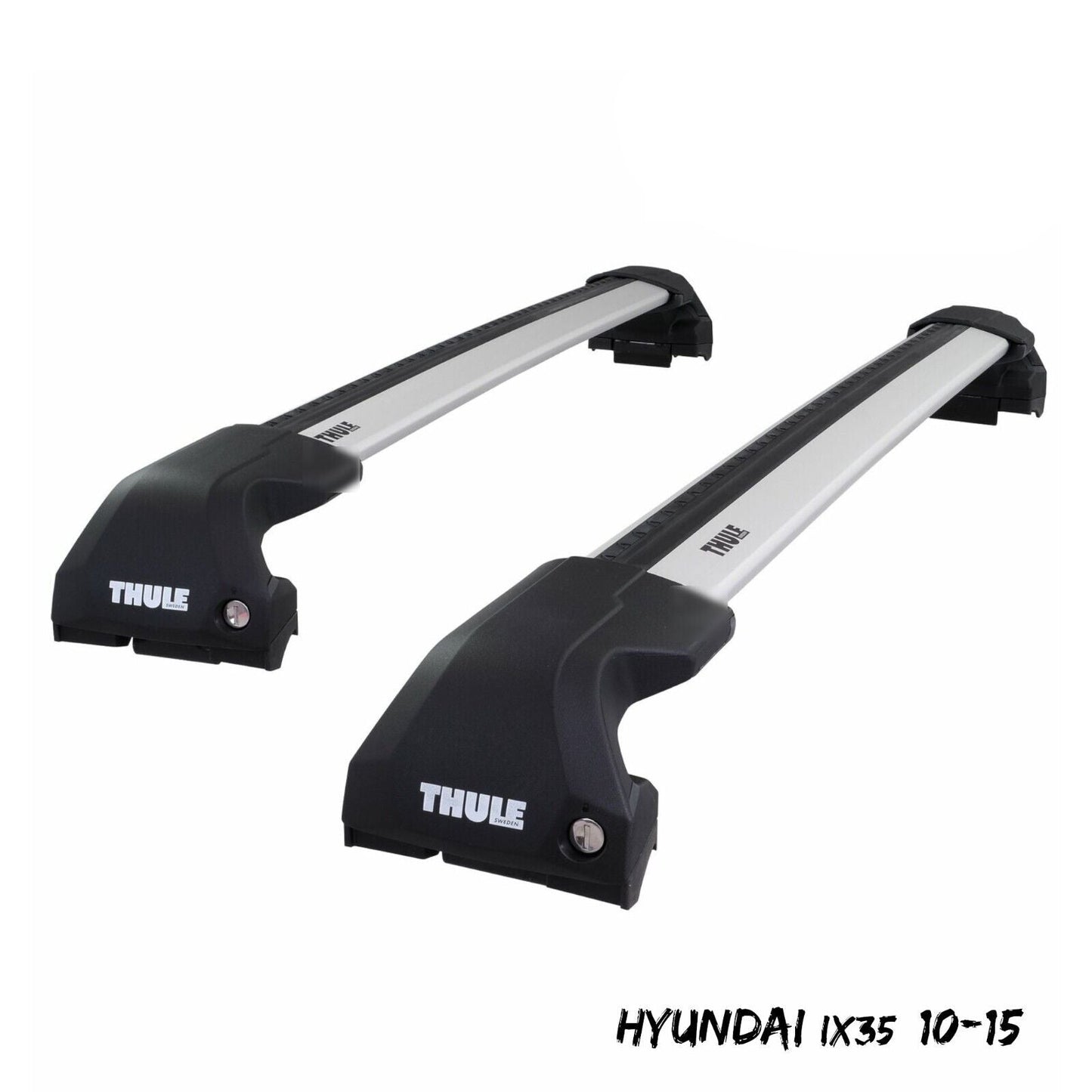 Thule WingBar Edge Silver Aluminium Roof Bars Set for Hyundai ix35 10-15 Rails