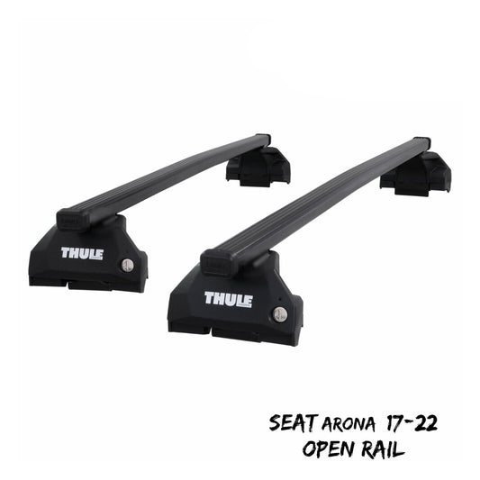 Thule Steel SquareBar Evo Roof Bars Set to fit Seat Arona 17-22 Open Rail Pair