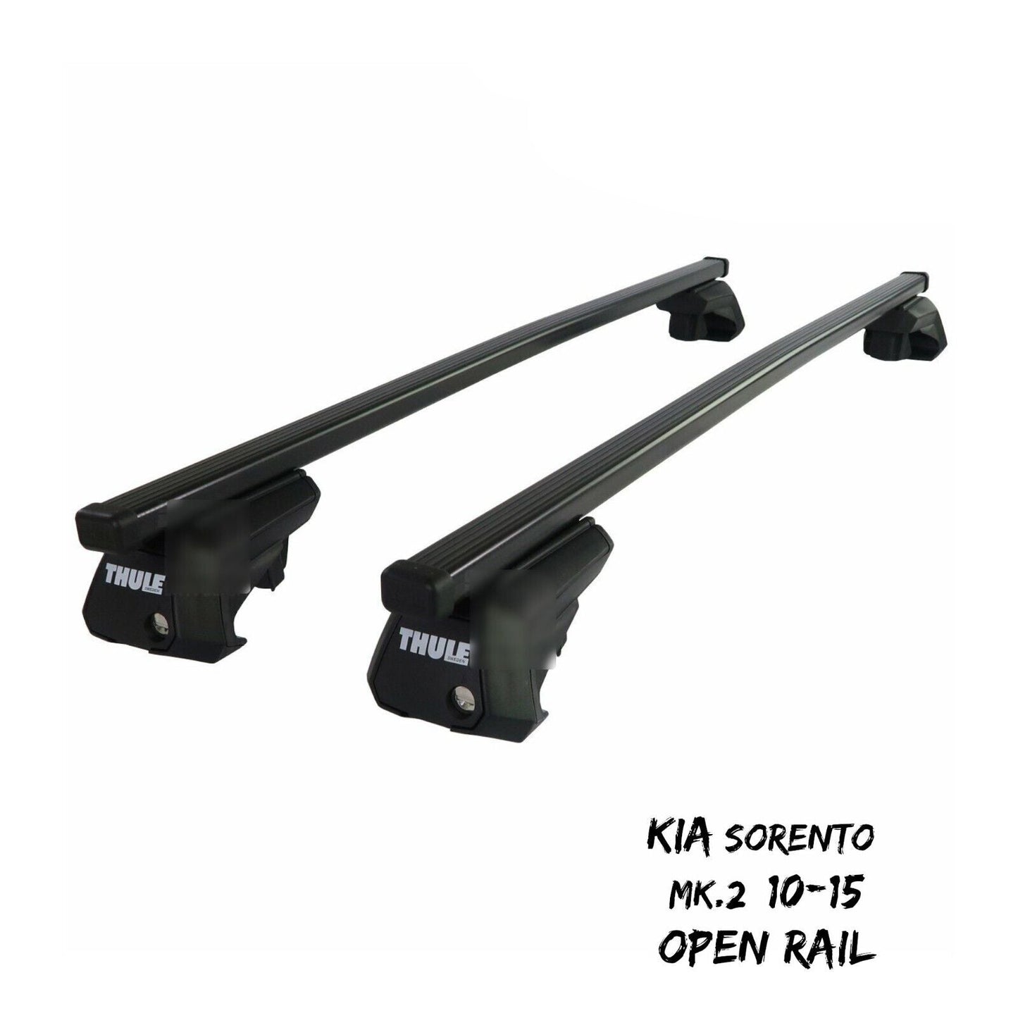 Thule Steel SquareBar Evo Roof Bars Set to fit Kia Sorento Mk.2 10-15 Open Rail