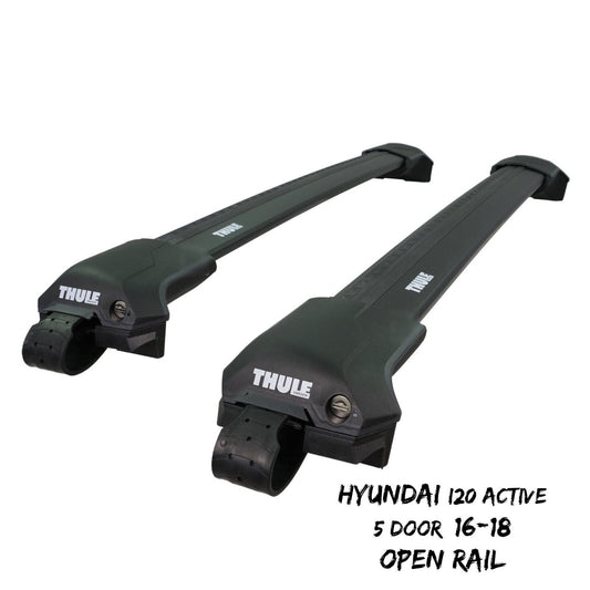 Thule WingBar Edge Black Roof Bars Hyundai i20 Active 5 Door 16-18 Open Rails