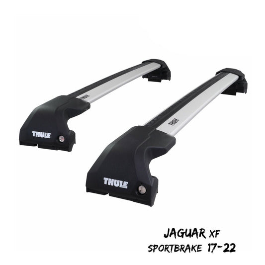 Thule WingBar Edge Silver Roof Bars Set to fit Jaguar XF Sportbrake 17-22 Rails