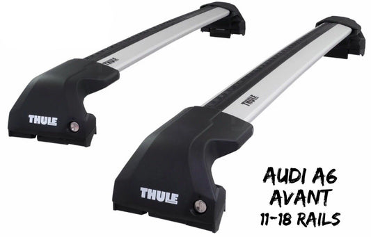 Thule WingBar Edge Silver Aluminium Roof Bars Set for Audi A6 Avant 11-18 Rails