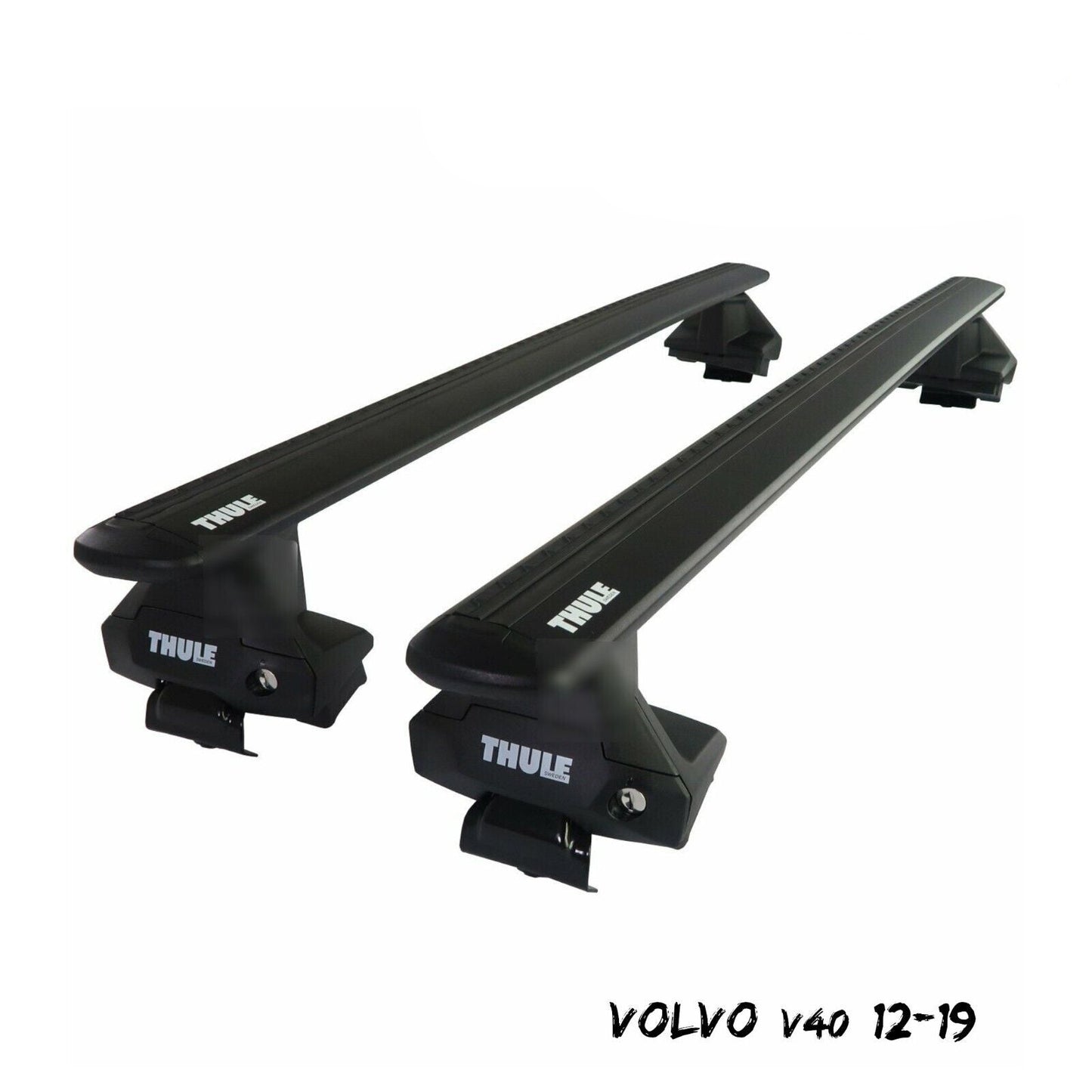 Thule Aluminium WingBar Evo Black Roof Bars Set to fit Volvo V40 12-19 Lockable