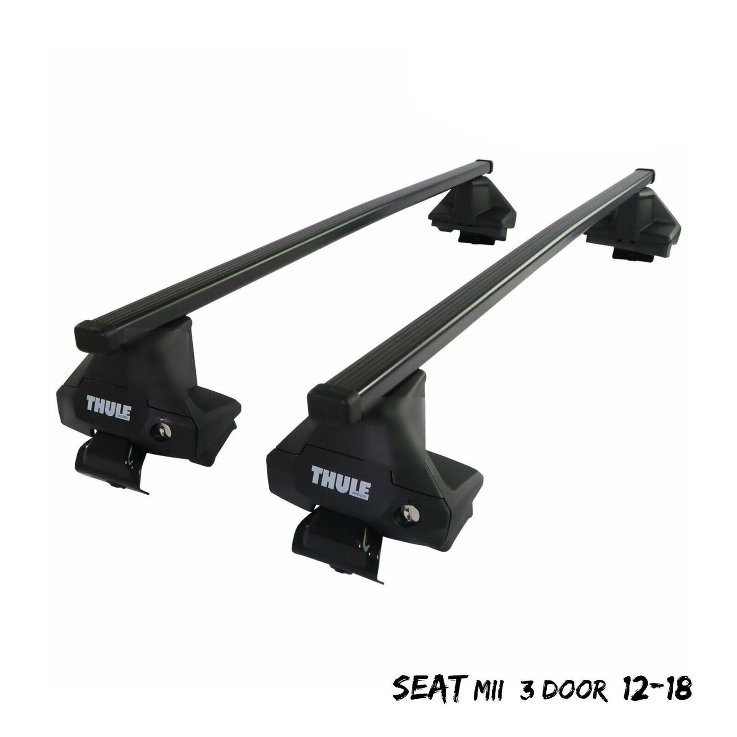 Thule Steel SquareBar Evo Roof Bars Set to fit Seat Mii 3 Door 12-18 Lockable