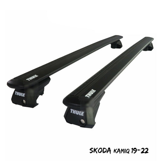 Thule Aluminium WingBar Evo Black Roof Bars Set to fit Skoda Kamiq 19-22 Rails