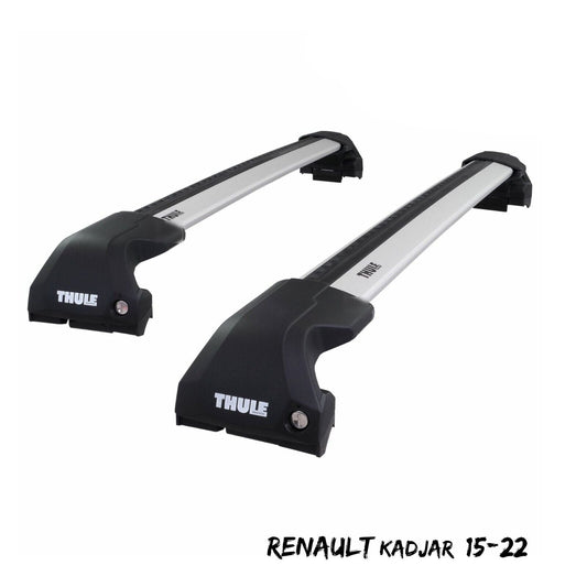 Thule WingBar Edge Silver Aluminium Roof Bars Set for Renault Kadjar 15-22 Rails