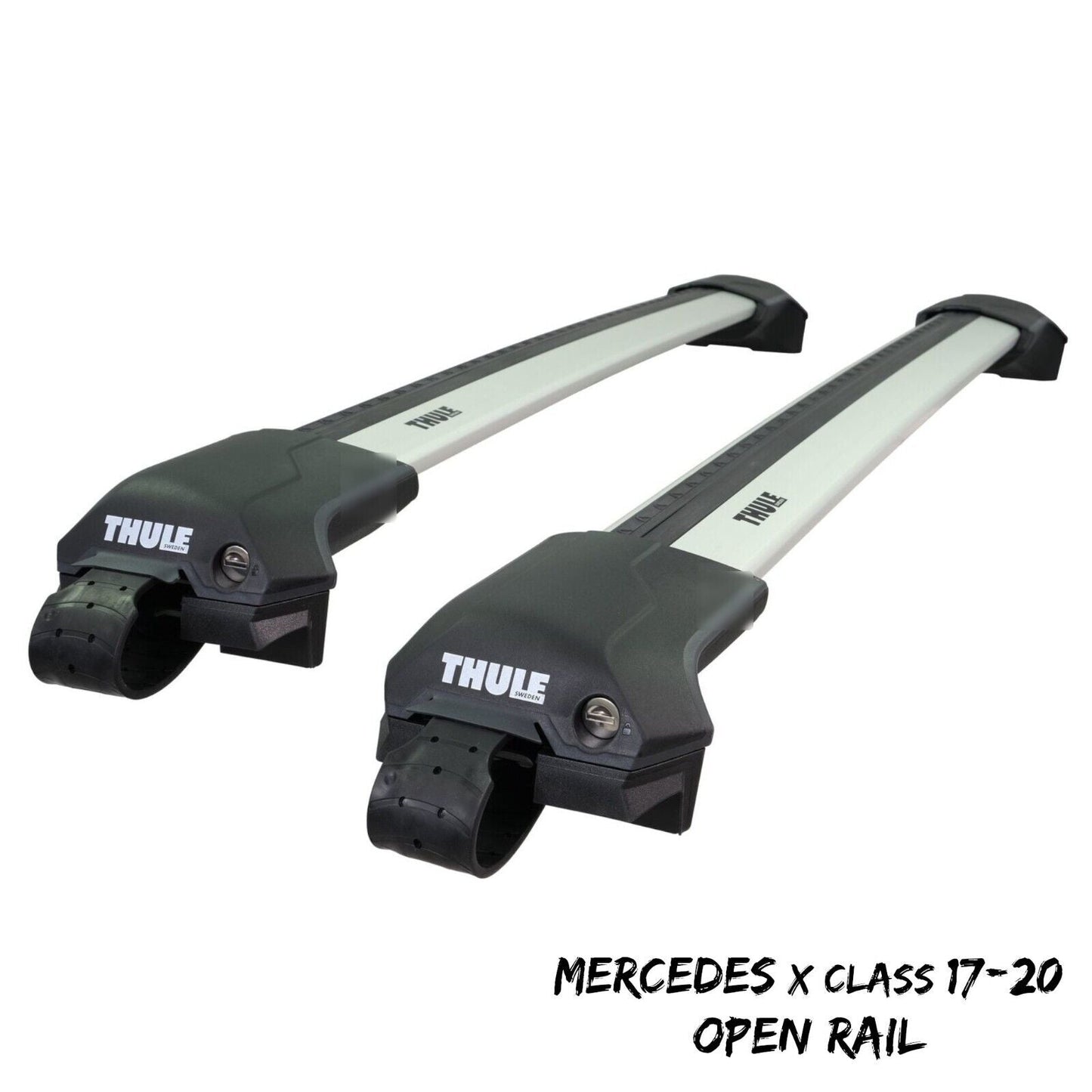 Thule WingBar Edge Silver Roof Bars Mercedes X Class 17-20 Open Rails Aluminium
