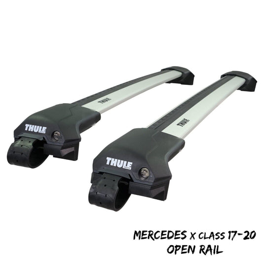 Thule WingBar Edge Silver Roof Bars Mercedes X Class 17-20 Open Rails Aluminium