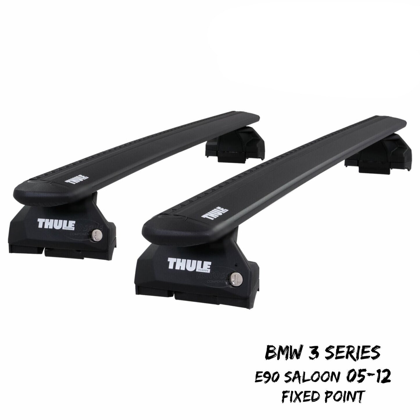 Thule WingBar Evo Black Roof Bars Set for BMW 3 Series Saloon E90 05-12 Fixpoint