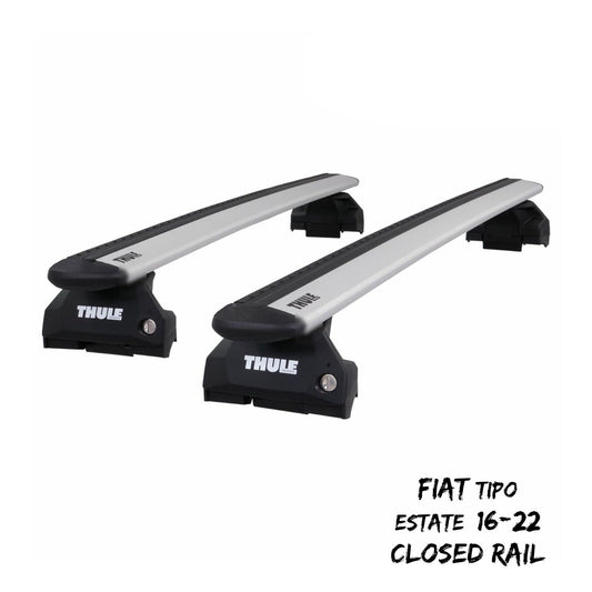 Thule Alu WingBar Evo Silver Roof Bars to fit Fiat Tipo Estate 16-22 Closed Rail