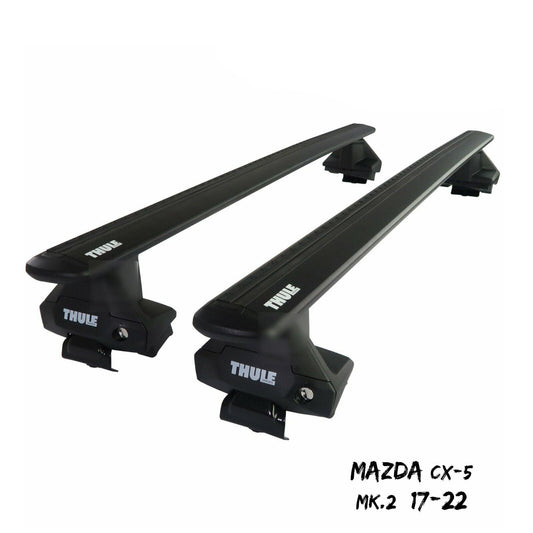 Thule Aluminium WingBar Evo Black Roof Bars Set to fit Mazda CX-5 Mk.2 17-22