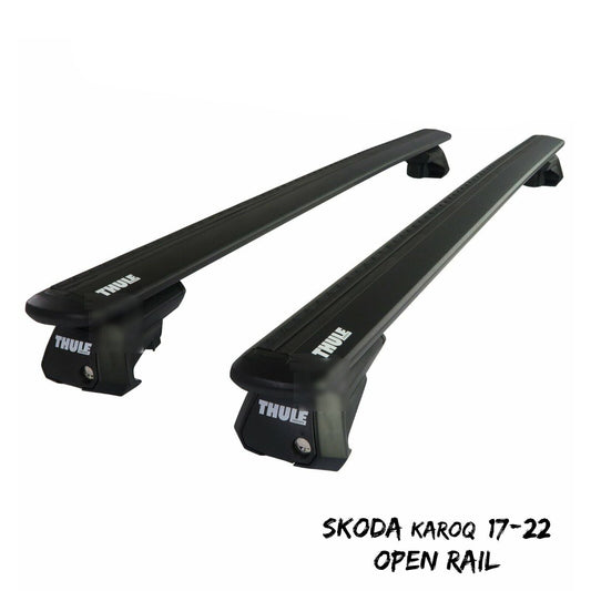 Thule Aluminium WingBar Evo Black Roof Bars to fit Skoda Karoq 17-22 Open Rail