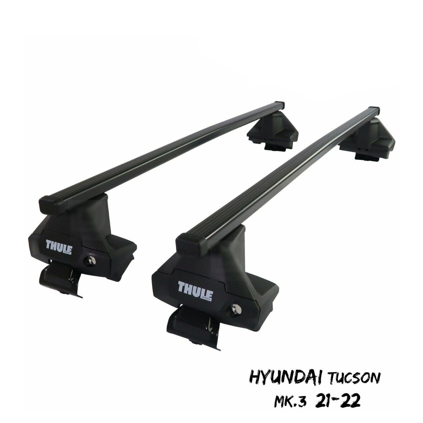 Thule Steel SquareBar Evo Roof Bars Set to fit Hyundai Tucson Mk.3 21-22 Lockabl