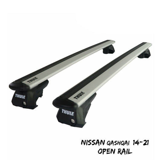 Thule Alu WingBar Evo Silver Roof Bars Set to fit Nissan Qashqai 14-21 Open Rail